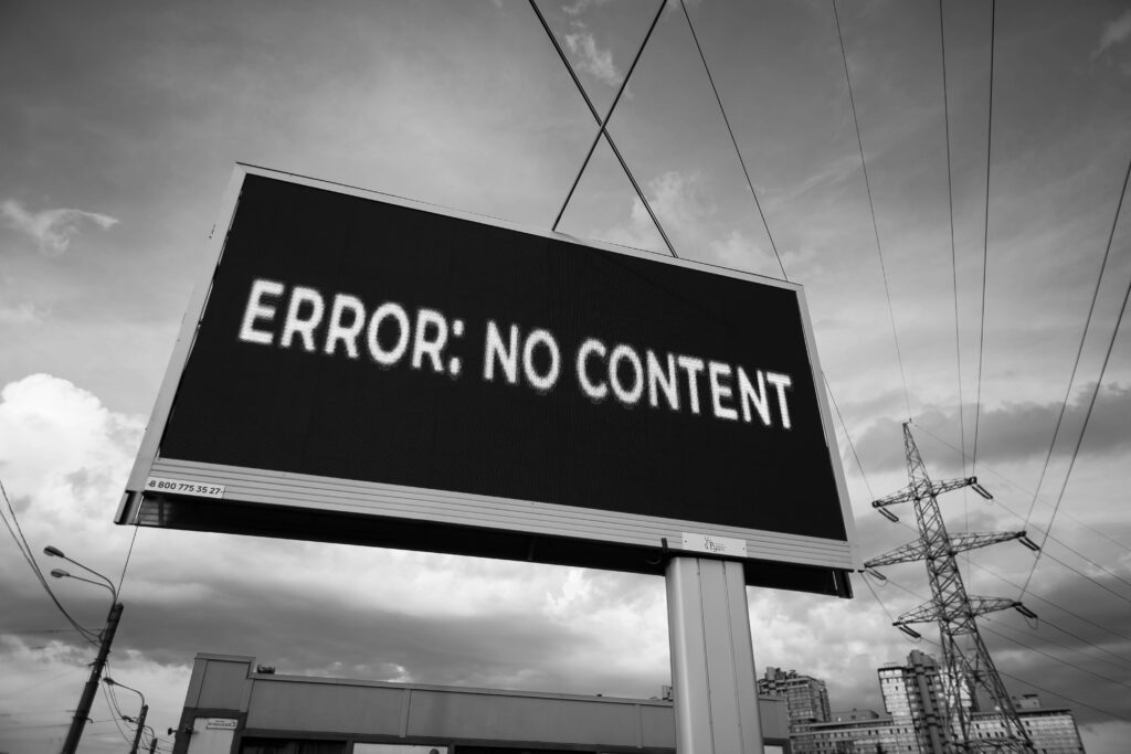 Image of a billboard showing the message error no content
