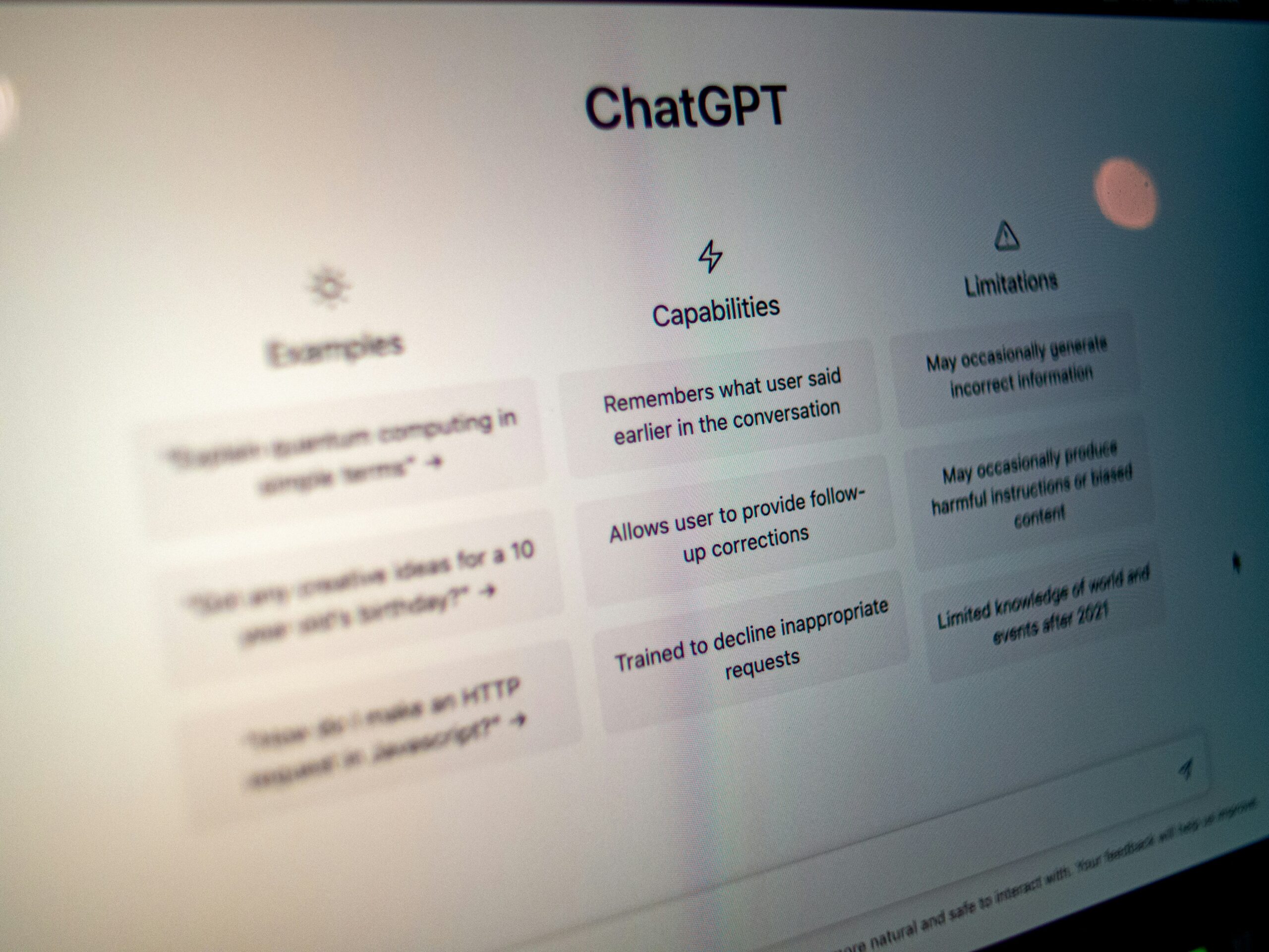 A landscape image showing the dashboard of Chat GPT and its ability