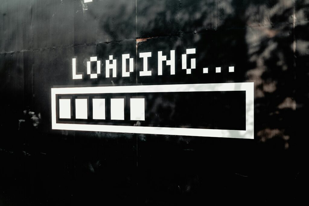 Loading bar on a wall representing slow loading times on a website
