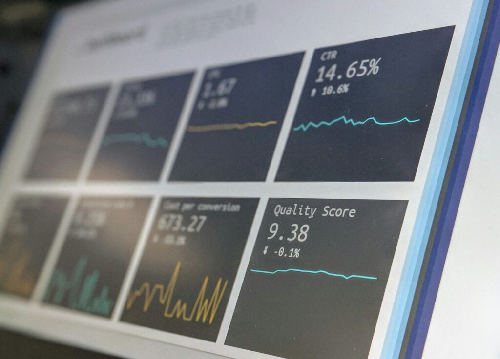Macro image of an analytics dashboard of SEO performance